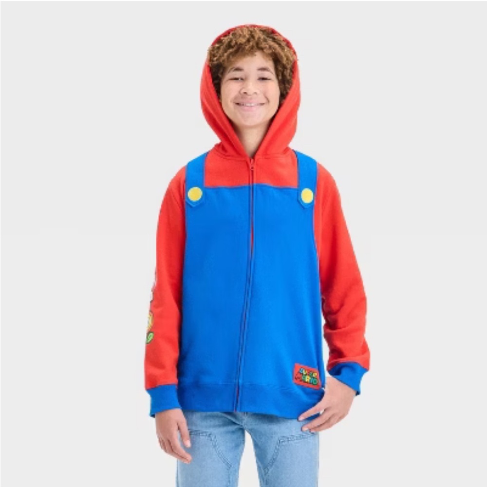 NWT Super Mario Boys Nintendo Mario Character Hooded Sweatshirt